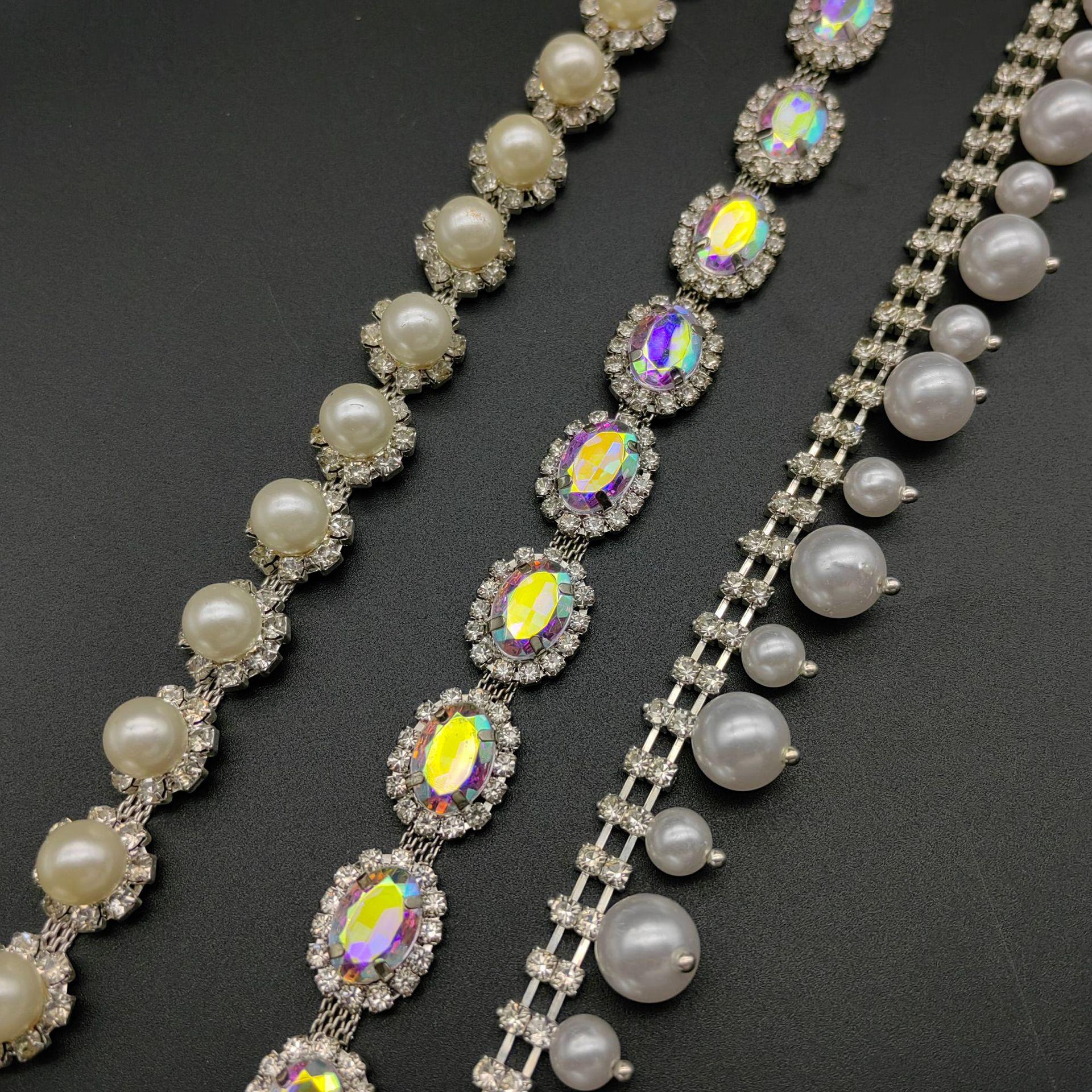 factory direct selling pearl claw chain welding fancy rhinestone chain wedding dress shoes and hats bag decoration diy accessories