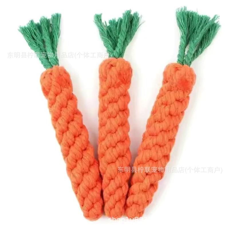 carrot dog toy bite rope molar pet toy woven knot toy the toy dog dog chewing rope the toy dog dog toy Specification drawing