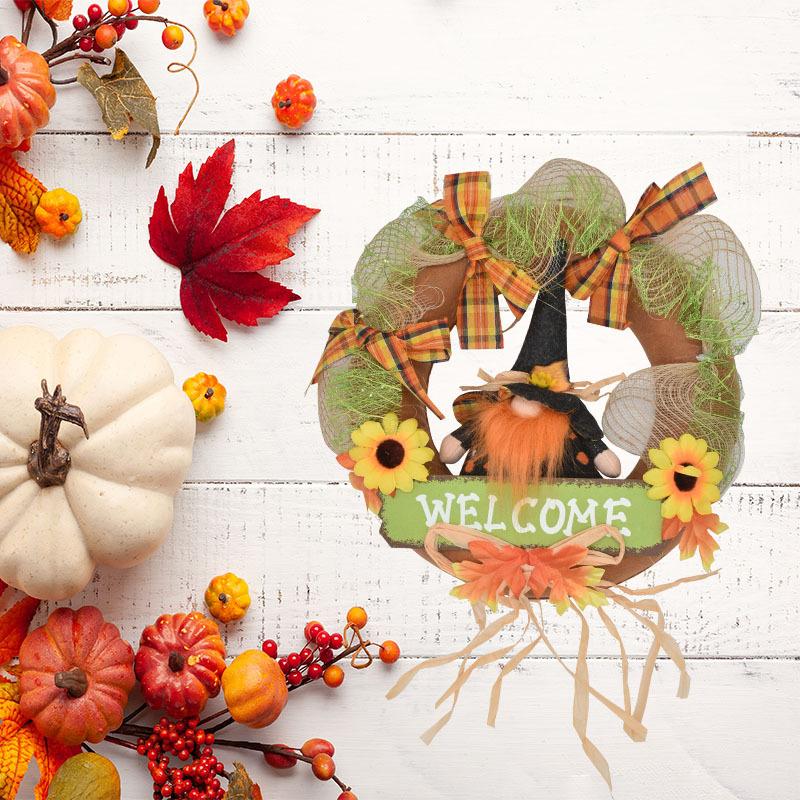 2024 cross-border in stock halloween vine ring garland interior decoration party skull pumpkin vine ring Specification drawing