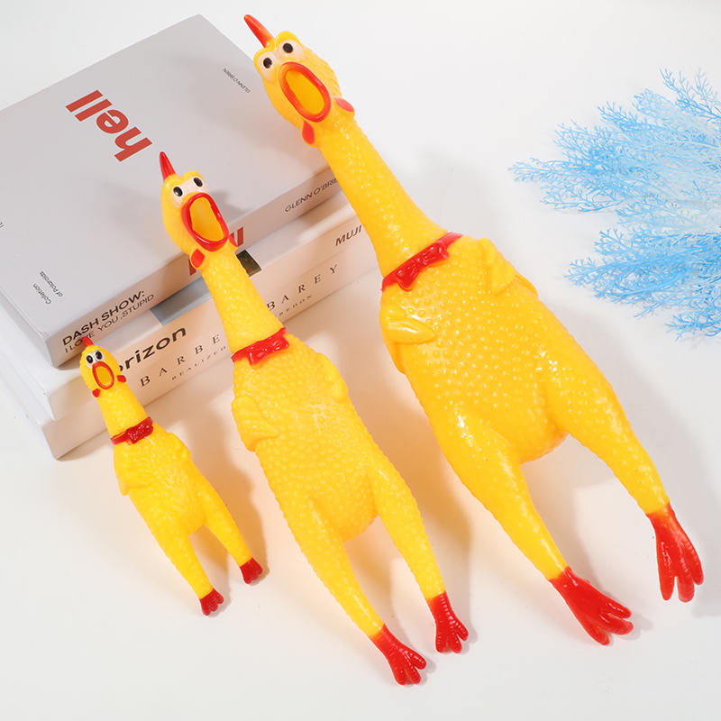 Large, medium and small-sized colored vinyl "Screaming Chicken" creative prank and venting chicken pet sound toy desperate screaming chicken Specification image