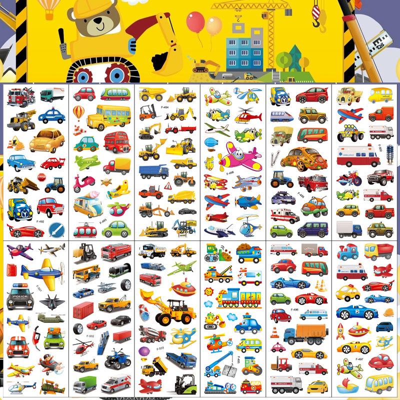 amazon engineering vehicle bubble sticker excavator bulldozer children's cartoon car cross-border party stickers details Picture