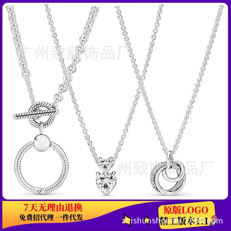 original pandora white copper silver plated doppel herz pendant sparkling simple necklace for girlfriend girlfriend gifts