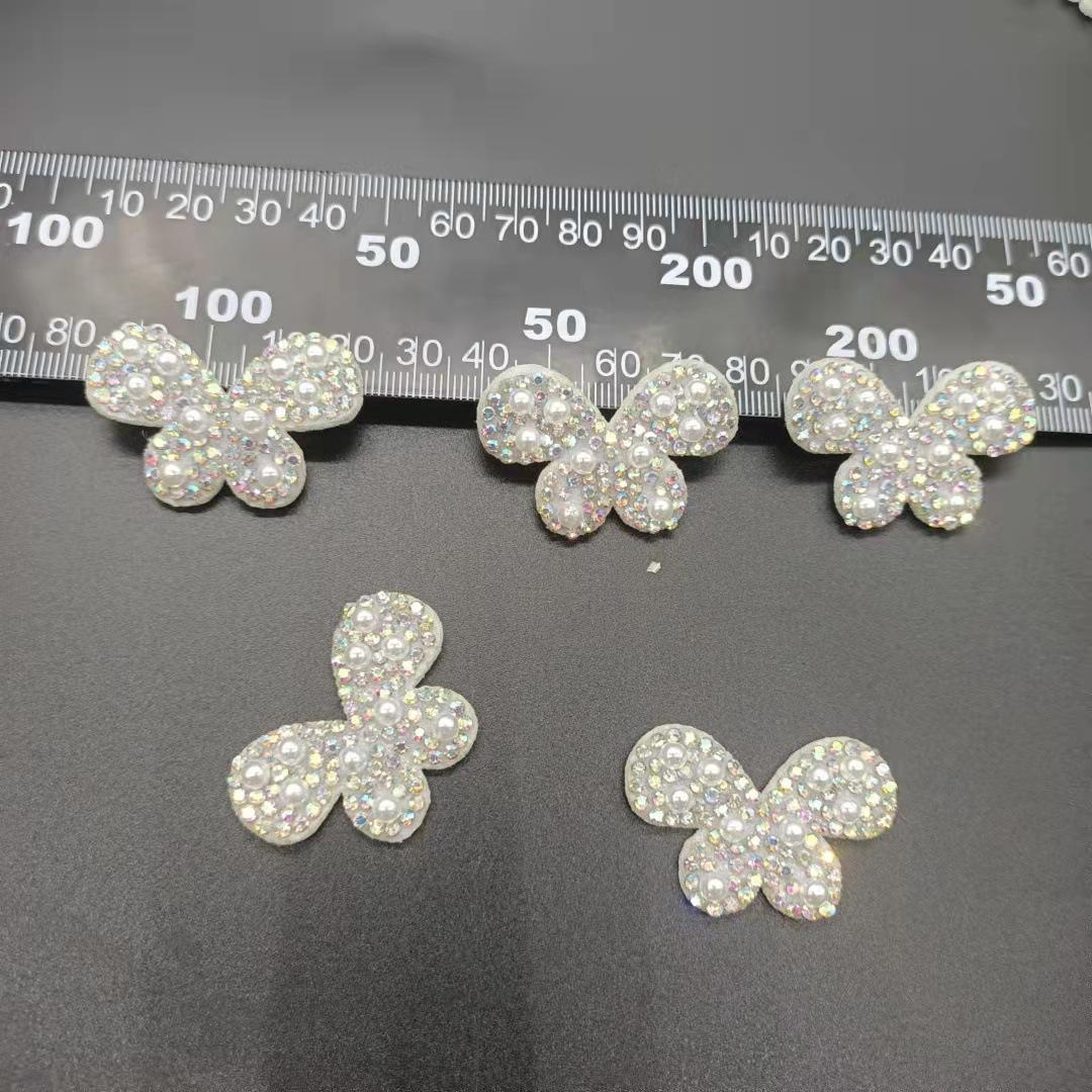 pearl butterfly rhinestone ornament accessories non-woven clothing accessories accessories hair accessories hot rhinestone pearl cloth sticker