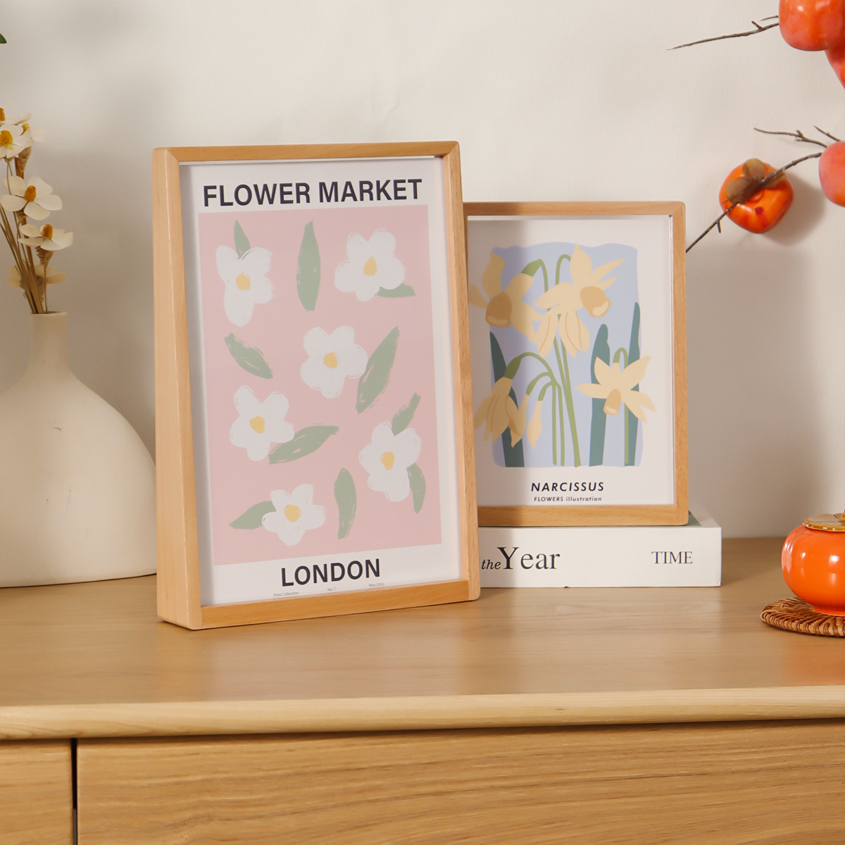 Creative wooden DIY photo frame and picture frame display stand decoration, simple and modern home photo display stand, storage, organization and beautification of living space, wooden photo frame pic 4