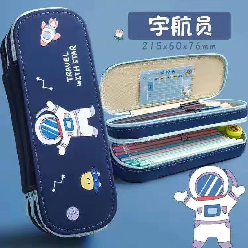 ins large capacity astronaut pencil case space theme pencil case rocket stationery box thickened waterproof stain resistant good-looking