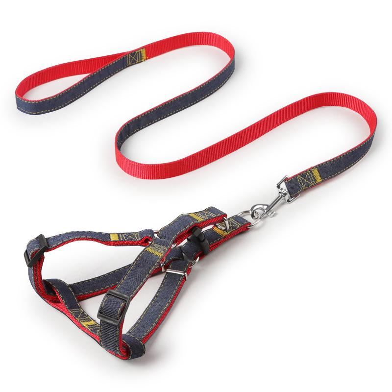 wholesale pipetao dog leash dog leash pet supplies chest and back traction dog leash denim brace pet dog hand holding rope Item Picture
