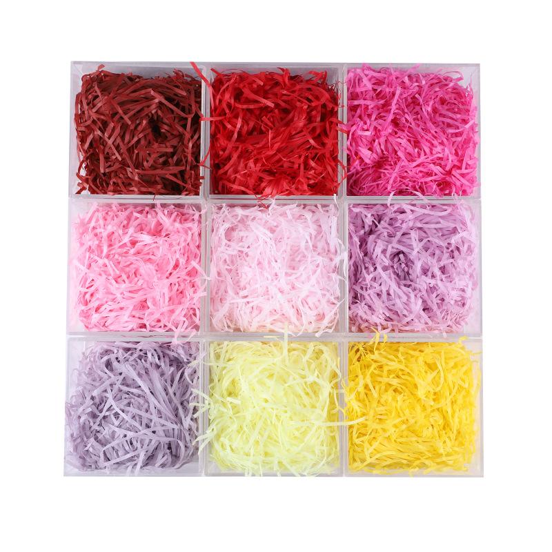 raffia silk paper shredded paper colored paper silk celebration ceremony products fruit wedding candies box filler 20g Item Picture