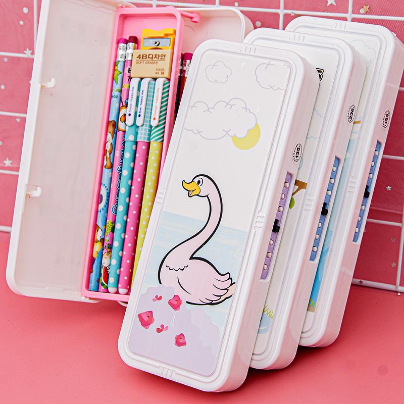 new password stationery box elementary school boy girls large capacity plastic pencil-box xueba pencil box with secret