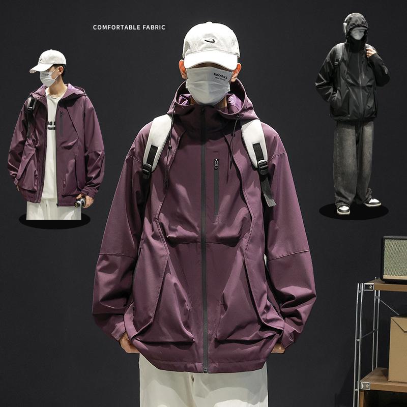 plus size outdoor jacket coat men's loose fashion brand windproof workwear jacket spring and autumn casual weight-catcher plus-sized plus size