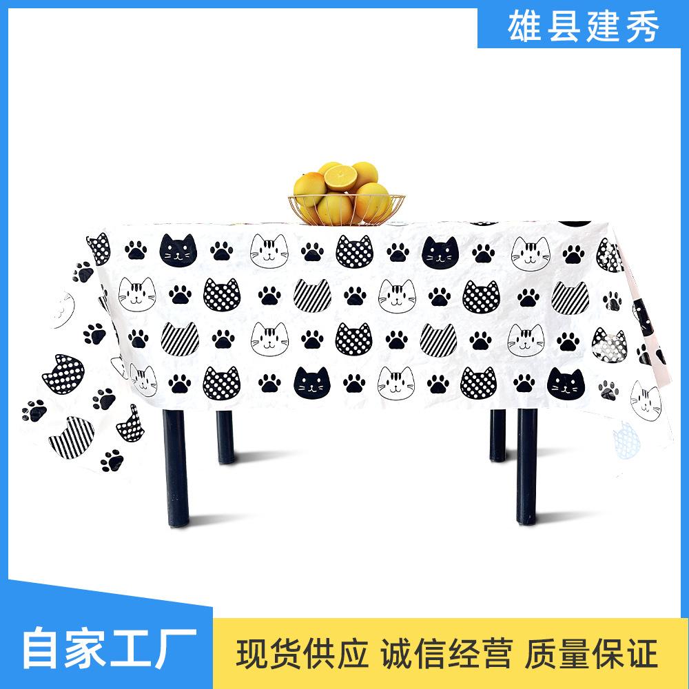 Factory Direct Deliver Disposable Printed Party Cartoon Kitty Table Cloth Plastic Dinner Table Cloth
