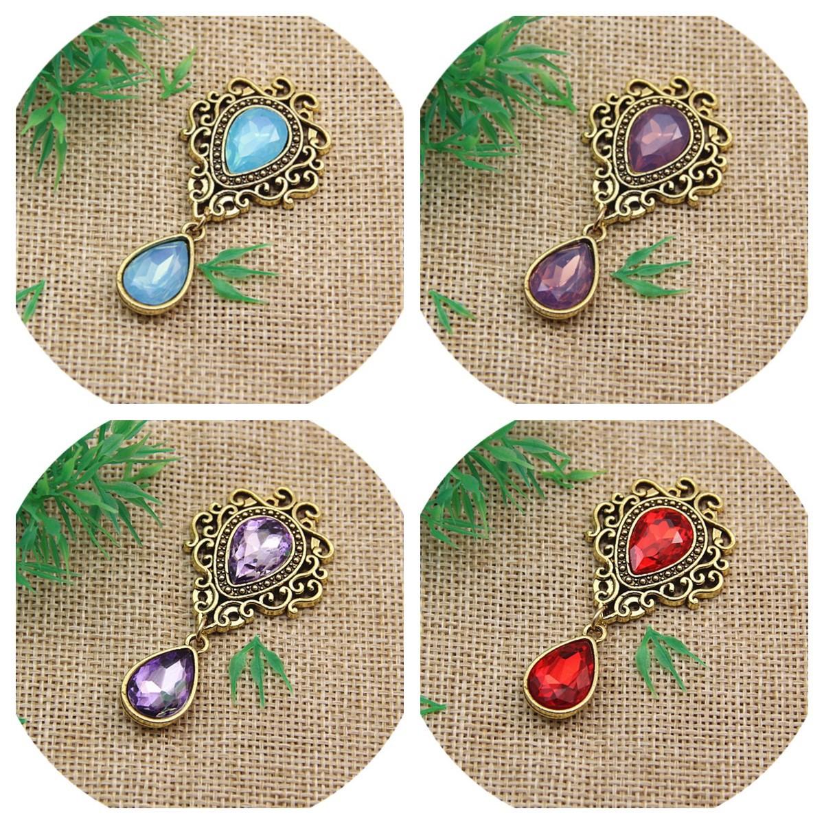 ancient & gold hollow lace pearl double crystal water drop diy materials accessories alloy flower disk drill buckle charm full figure