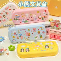 macaron divided stationery box student simple muji style pencil box pp waterproof large capacity stationery storage box