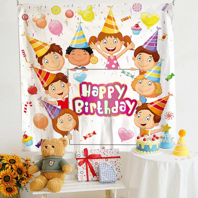 birthday party decorative tapestry photograph background cloth ins hanging cloth children's meeting scene layout background wall photo details Picture