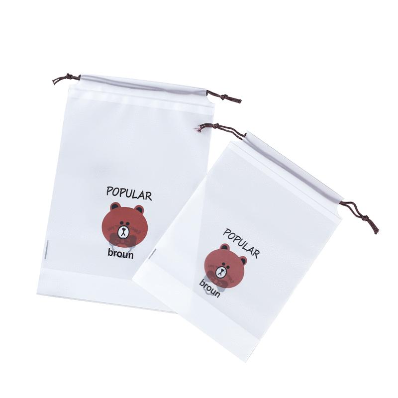 bear drawstring bag thickened travel home frosted buggy bag shoes cotton pads paper socks rope handle bag customizable logo Item Picture