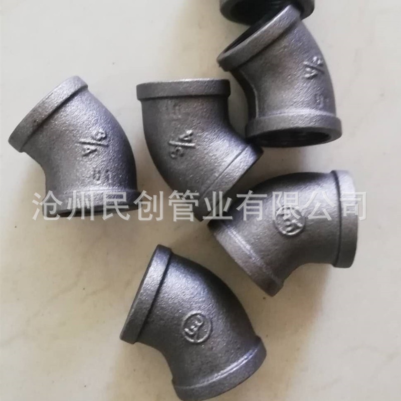 制造商!黑螺纹可锻铸铁套筒减速弯头gi水暖材料镀锌三通减速管件