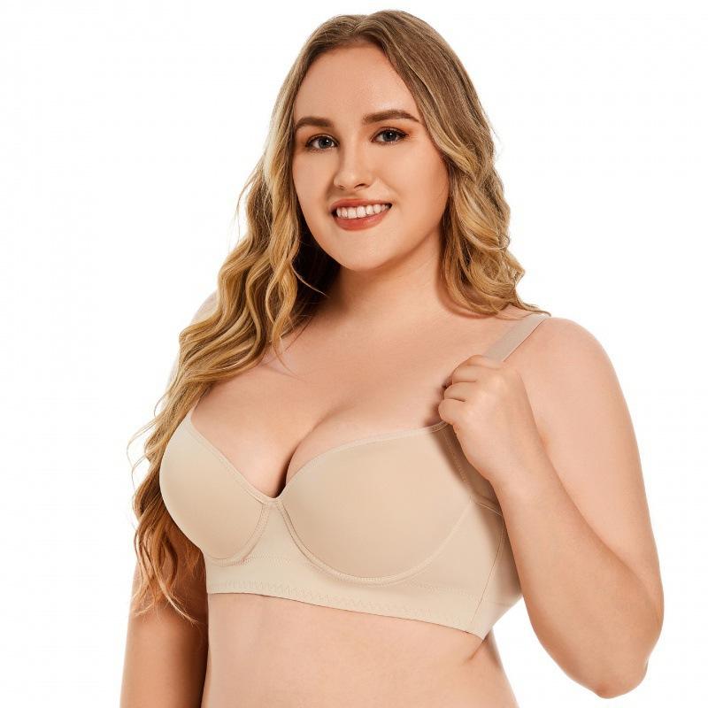 cross-border hot plus size glossy sexy underwear women push up breast holding anti-sagging bra with steel ring deep v bra Application Scenario