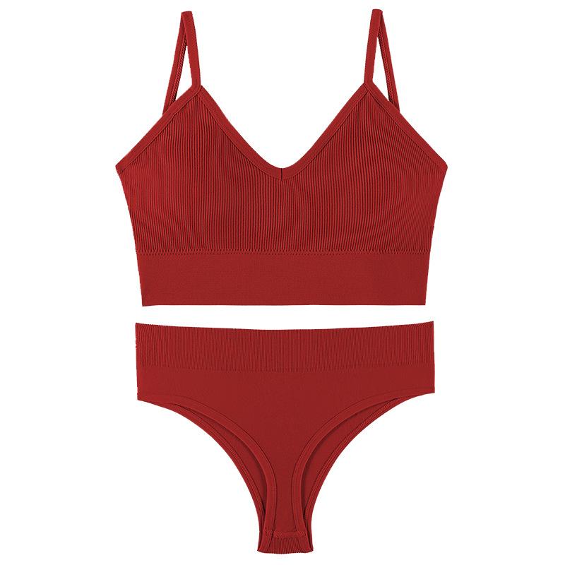 women's underwear small chest push-up thin wireless plus size sports sling vest french triangle cup bra set Item Picture