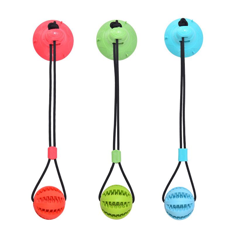 pet toy sucker drawstring ball bite-resistant cleaning tooth leakage food teether ball tension training ball dog toy dog toothbrush Item Picture