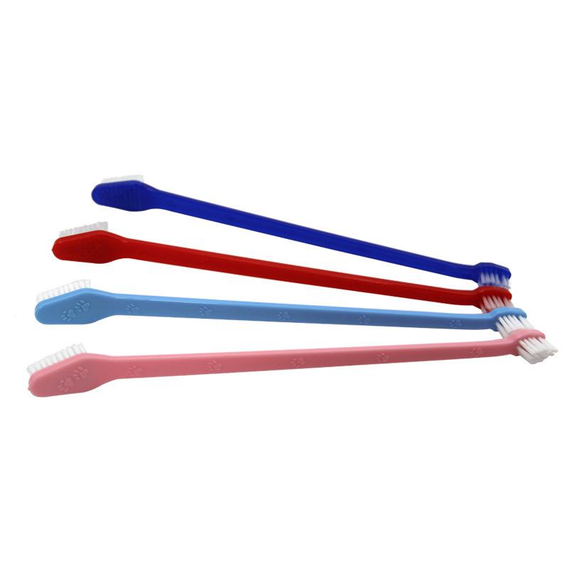 pet supplies pet toothbrush nylon silk dog paw prints size double-headed toothbrush dog oral cleaning dogs and cats toothbrush Specification drawing