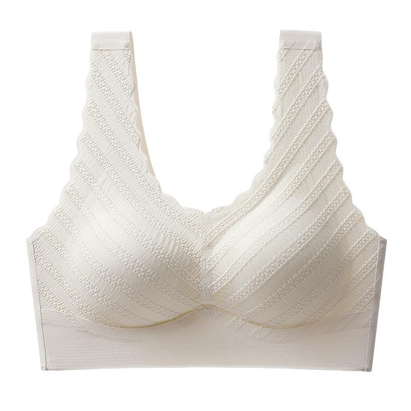 ultrasonic oxygen 38 vest-style ice silk seamless underwear women's nude push up fixed cup sleep bra women Item Picture