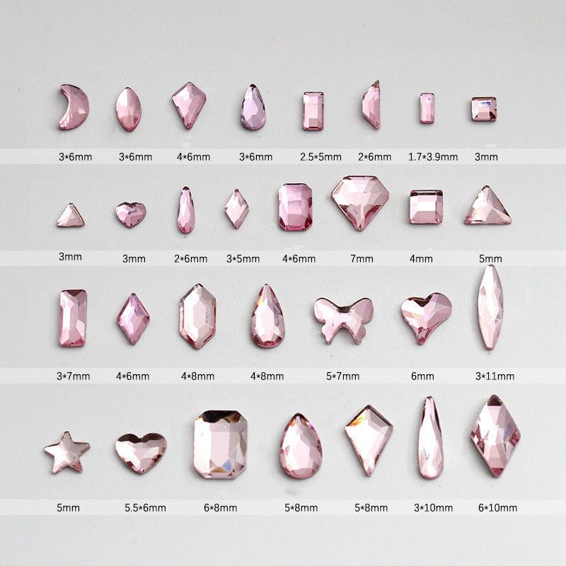 manicure k9 rhinestone jewelry wholesale fairy light pink flat-bottomed fancy shape rhinestone glass rhinestone super flash mini hot nail crystal