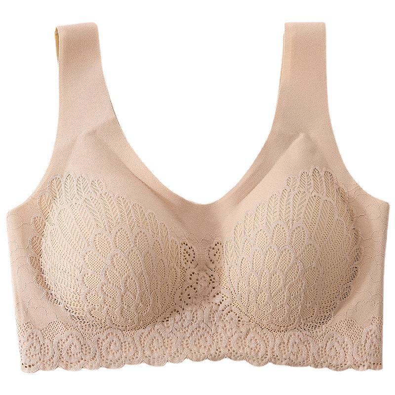 Lace 4.0 Latex Seamless Underwear Women's No Wire Accessory Breast Push up Gathered Vest Sports Large Size Bra Women's Item Picture