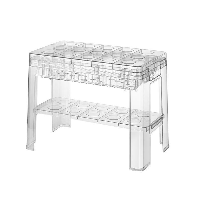 internet celebrity storage stool storage stool can sit at the door can store bench high simple plastic transparent shoe changing stool Item Picture