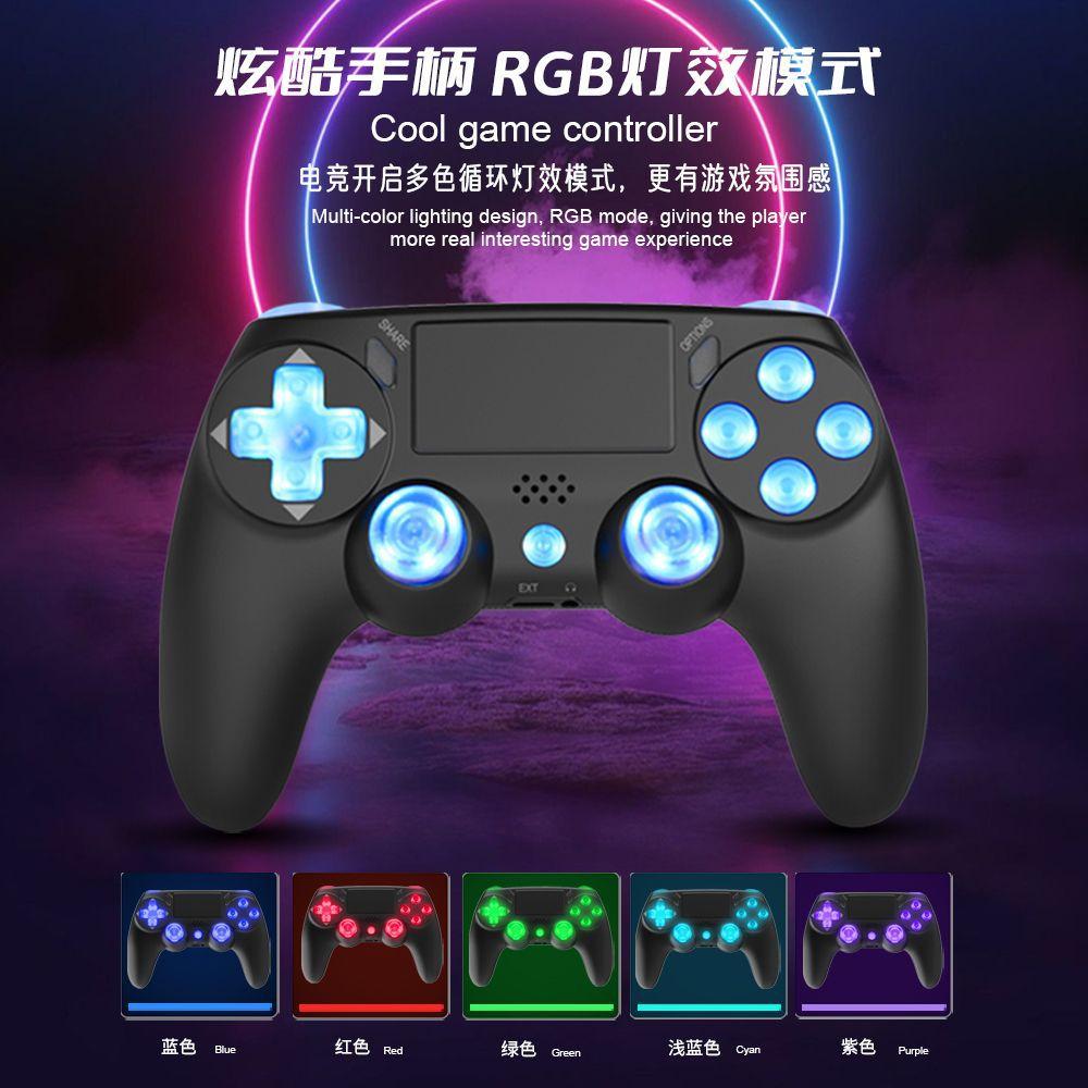 ps4 gamepad compatible with pc computer version six-axis vibration body sense rgb lamp button bluetooth wireless game handle details Picture