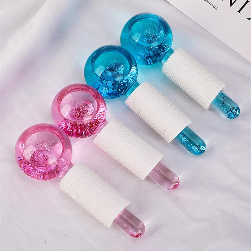 in stock ice hockey beauty ball pink crystal ice hockey ice therapy facial massage glass beauty ball ice wave ball