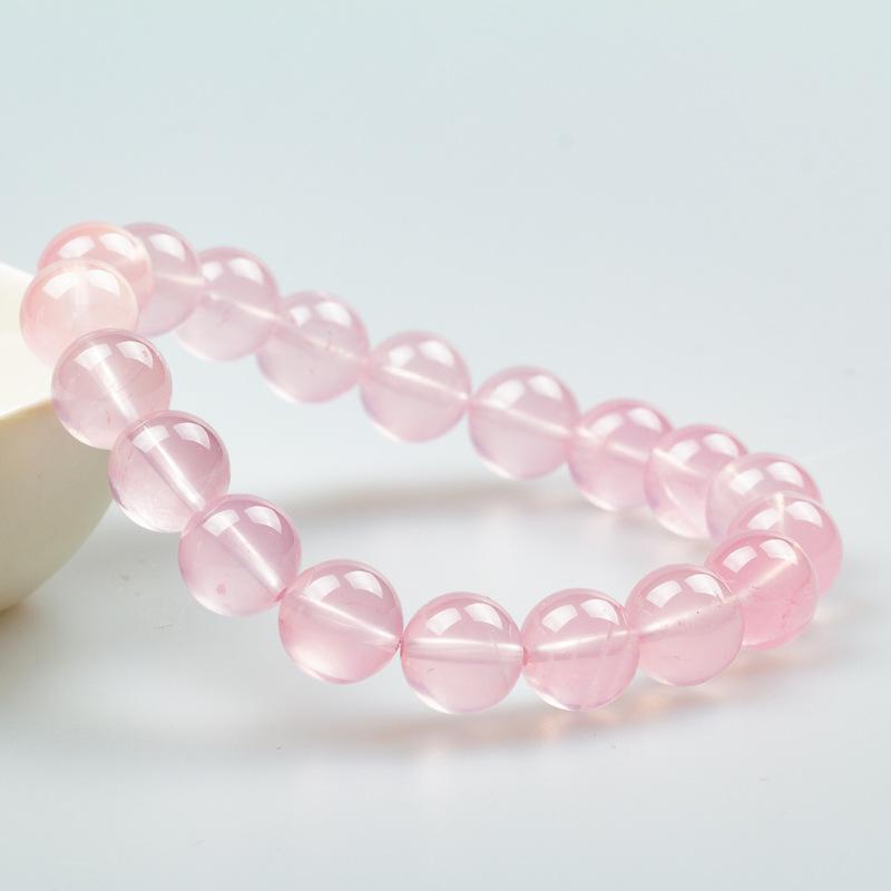 natural starlight pink bracelet 6a cream body pink crystal round beads bracelet factory direct sales
