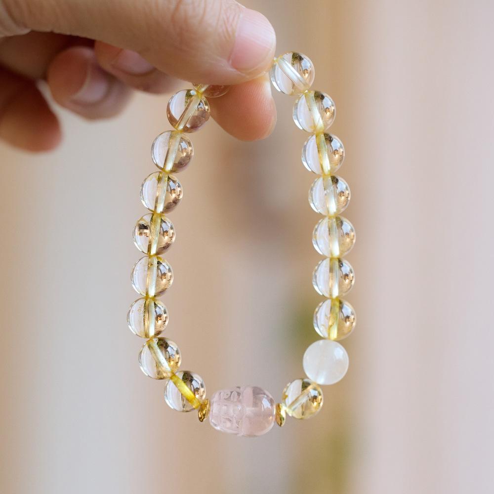 Natural Citrine Pi Xiu Bracelet Female Wealth Rolling Pink Crystal Pixiu Bracelet Qixi Gifts for Girlfriend Wholesale