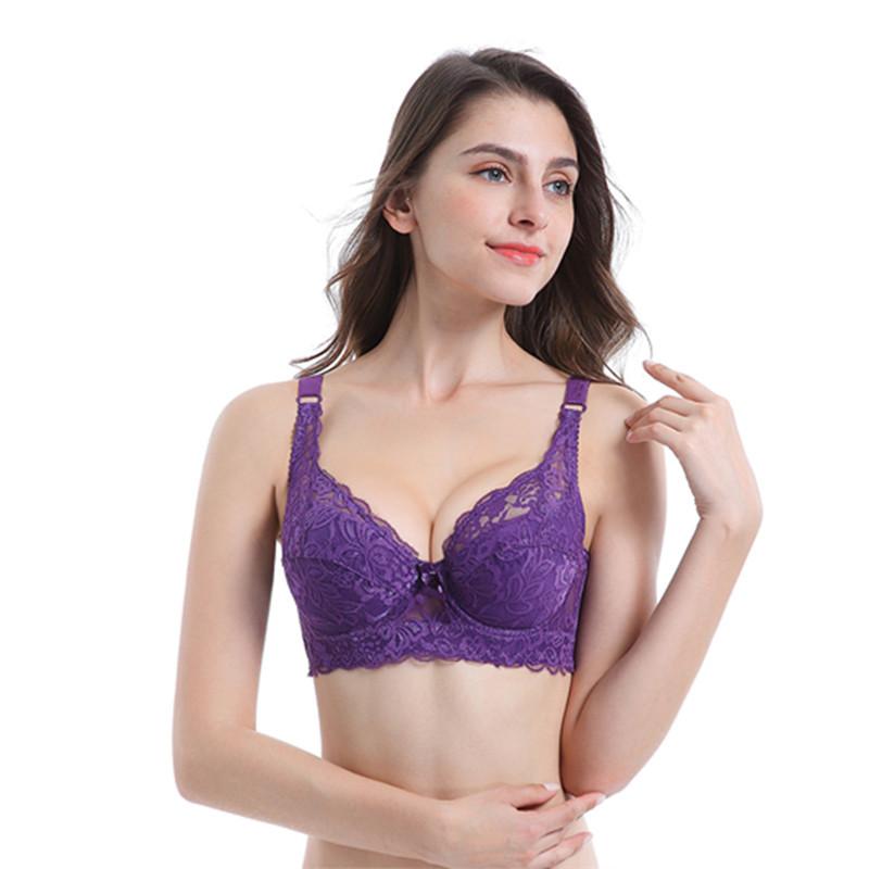 cross-border thin cotton cup plus size breast holding adjustable bra lace push up sexy women's underwear with steel ring wholesale details Picture