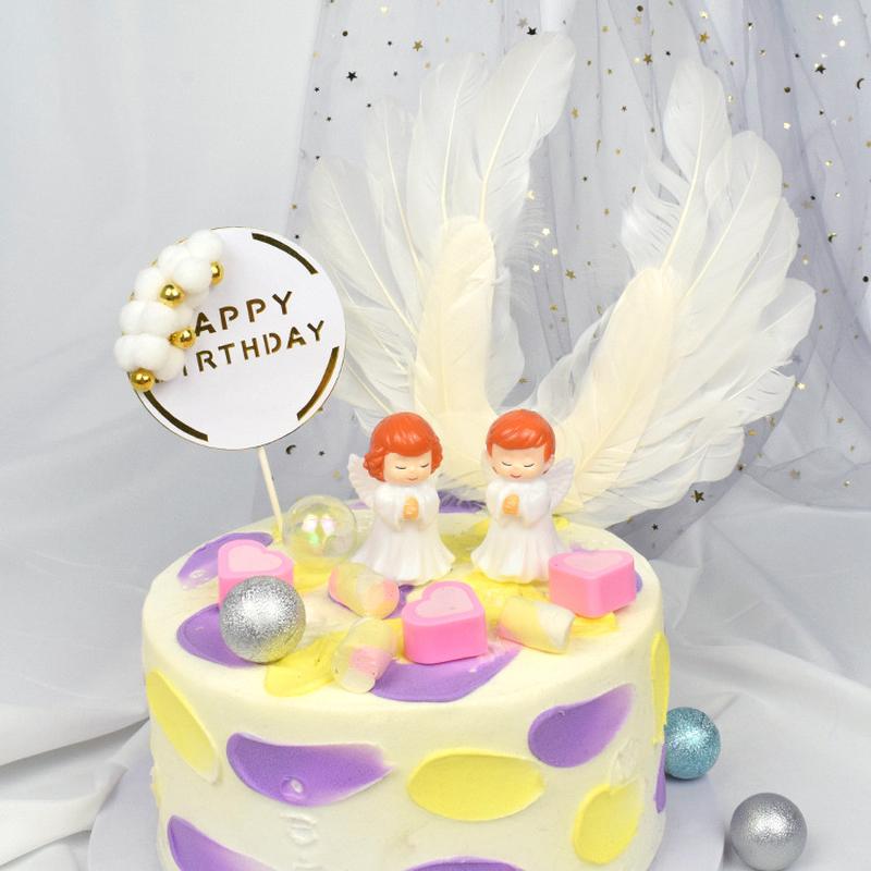 Plastic Angel Birthday Baking Decorative Ornaments Men's and Women's White Clothes Angel Baby Cake Scene Dress up Accessories Specification drawing