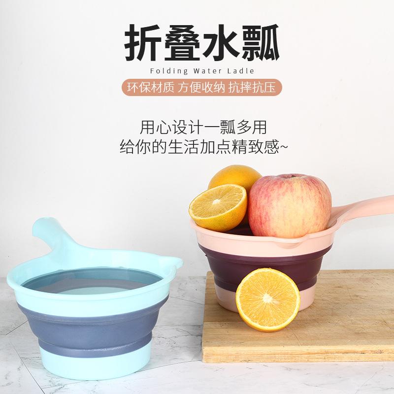 household long handle folding bailer kitchen portable plastic thickened bailer children baby bath spoon bath spoon