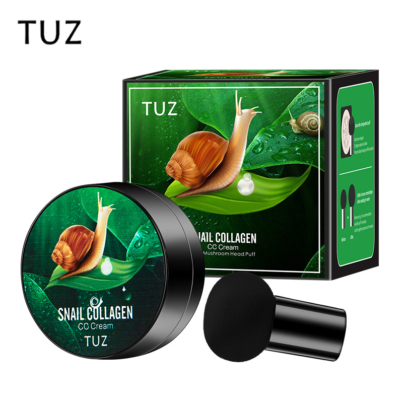 TUZ0214蜗牛胶原蛋白CC霜 蘑菇头气垫BB霜粉底液遮瑕亮肤外贸英文1