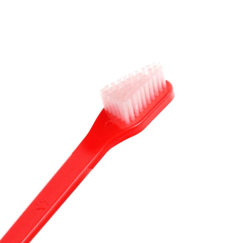 pet supplies pet toothbrush nylon silk dog paw prints size double-headed toothbrush dog oral cleaning dogs and cats toothbrush details Picture