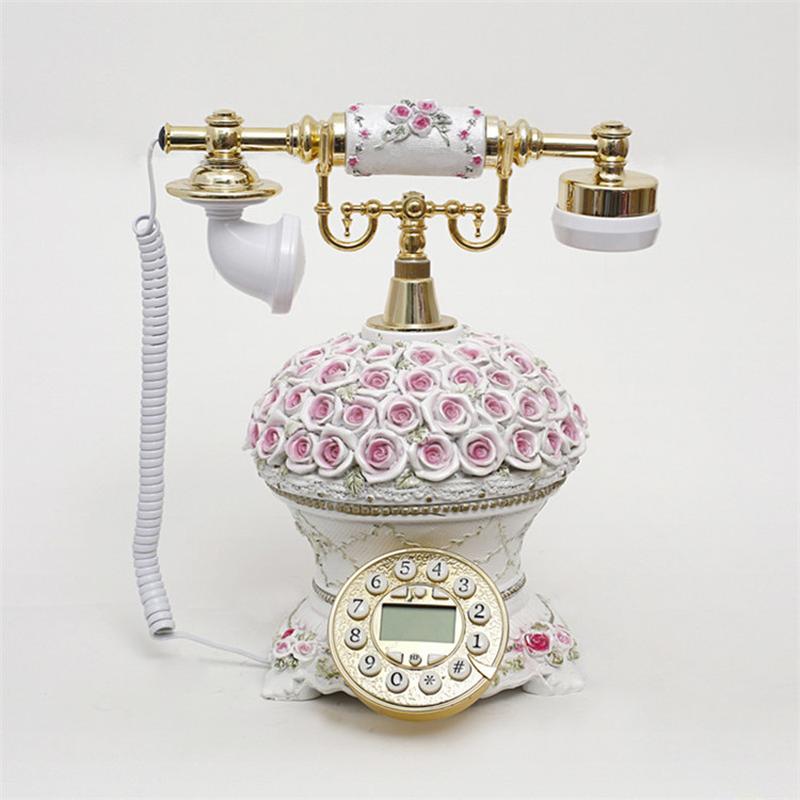 brand bouquet european fashion caller id antique phone retro creative european pastoral style landline