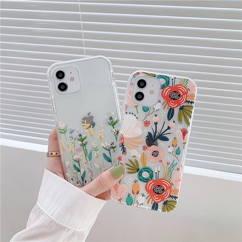 Spring and Summer Flowers for Iphone12promax Phone Case Apple 11 Protective Case 14 Transparent All-Inclusive 13 Women's