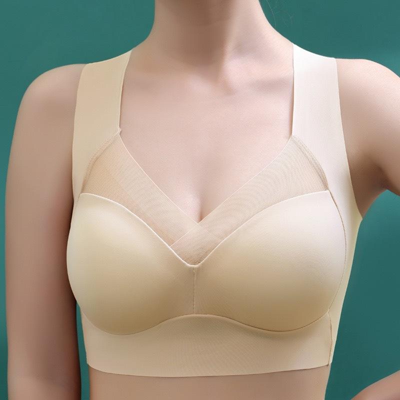 large size thin mesh fixed one-piece cup ice silk wrapped chest beauty back and push up wireless sports vest type underwear for women full figure