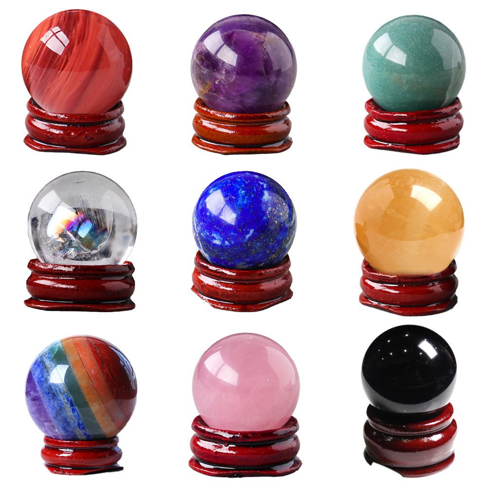 natural 3cm crystal ball decoration pink amethyst rock semi-precious stone home crystal crafts ornaments wholesale