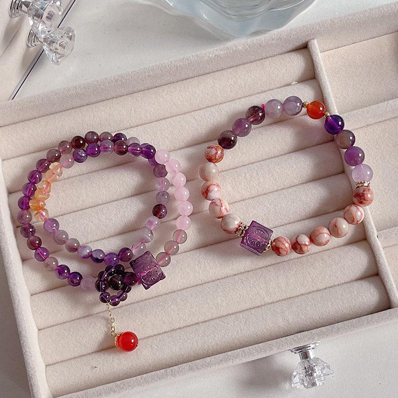 Bracelet Special-Interest Design Advanced Double Ring Bracelet Nine Purple Fire Crystal Bracelet