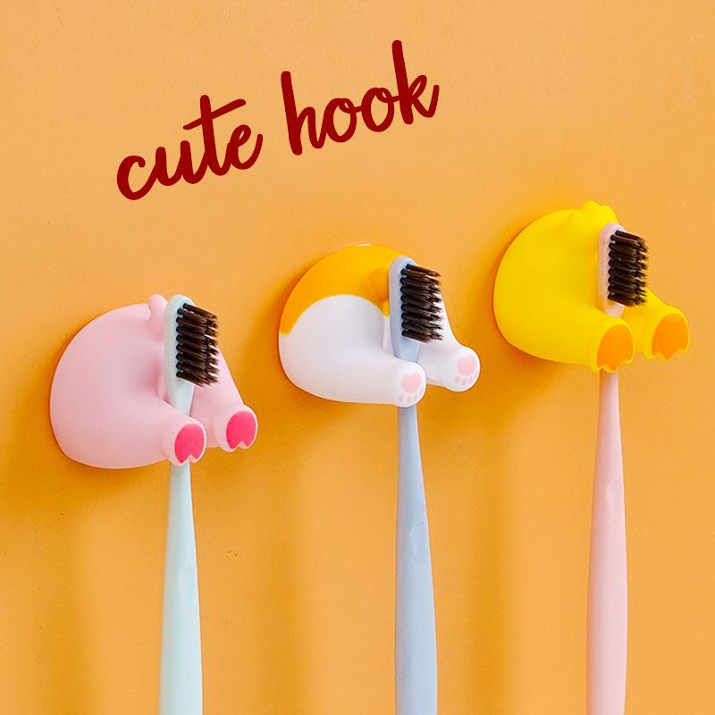 creative cartoon animal tail hook toothbrush holder punch-free cute pet bathroom hanger wall hook home department store