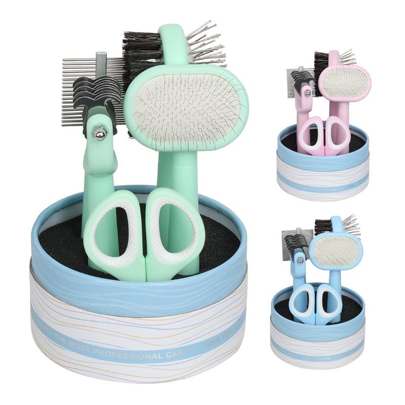 pet grooming set  comb double-sided knot untying comb  nail scissors comb flea comb hair removal supplies needle comb Item Picture
