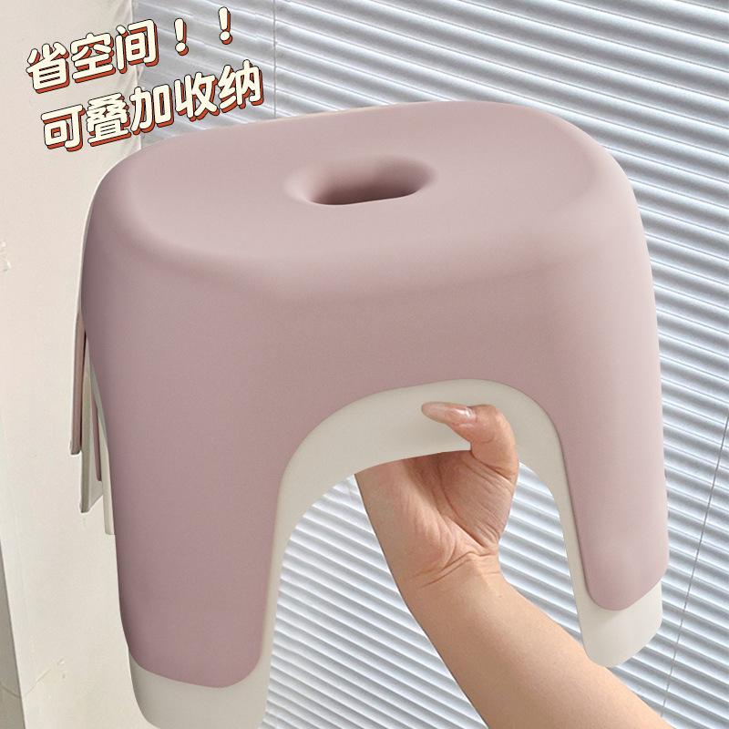 small stool household plastic thickened living room coffee table bench chair children's bathroom bath bathroom shoes changing low stool details Picture