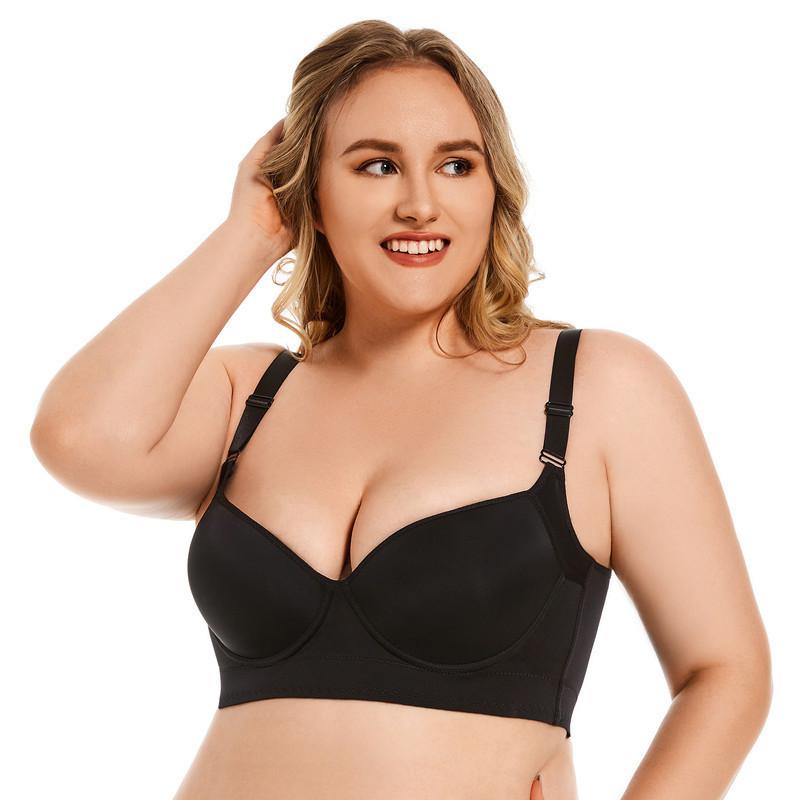cross-border hot plus size glossy sexy underwear women push up breast holding anti-sagging bra with steel ring deep v bra full figure