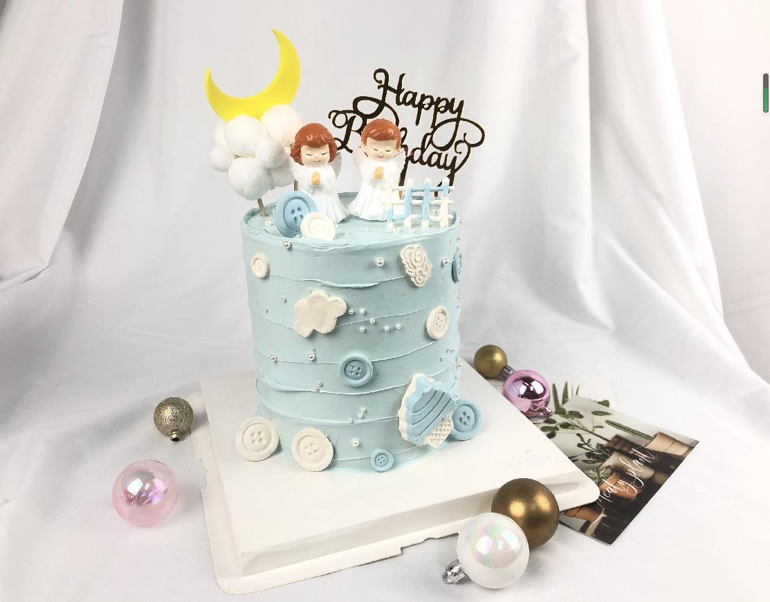 Plastic Angel Birthday Baking Decorative Ornaments Men's and Women's White Clothes Angel Baby Cake Scene Dress up Accessories details Picture