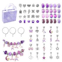Amazon Hot Sale Purple Children's Bracelet Set Handmade DIY Large Hole Beaded Exquisite Crystal Beads Bracelet Gift Box