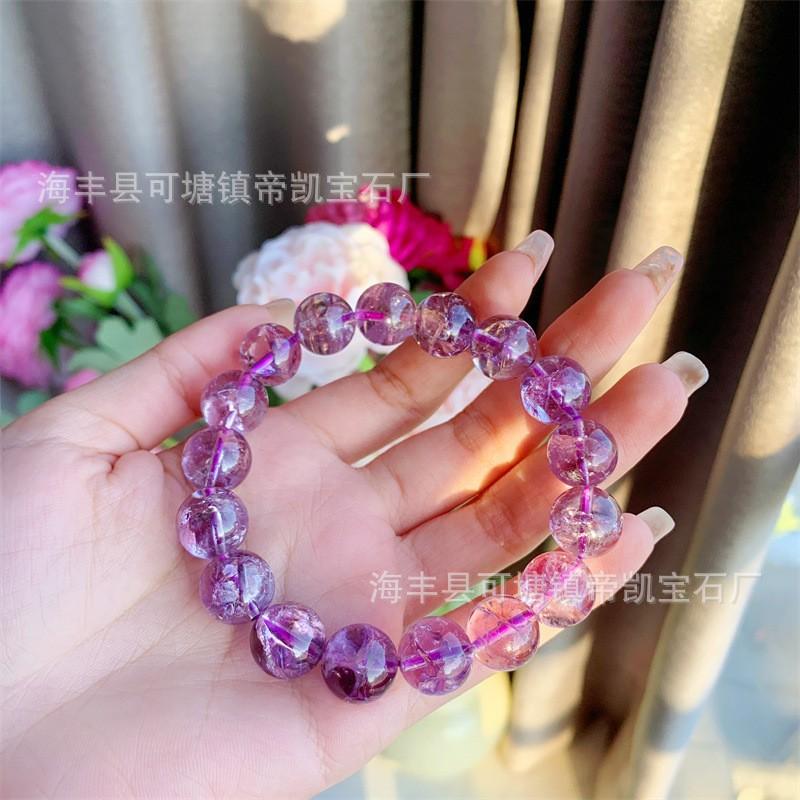 dikai natural purple asse bracelet diy single circle crystal bracelet brazil live broadcast ronud beads crystal amethyst wholesale