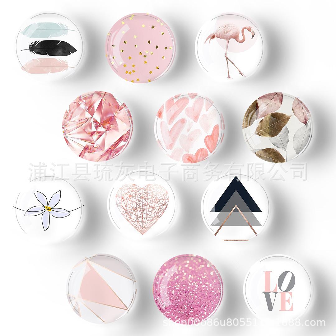 3d crystal glass refrigerator magnetic paste diy tourist souvenir whiteboard sticker message decorative sticker pink ins style series
