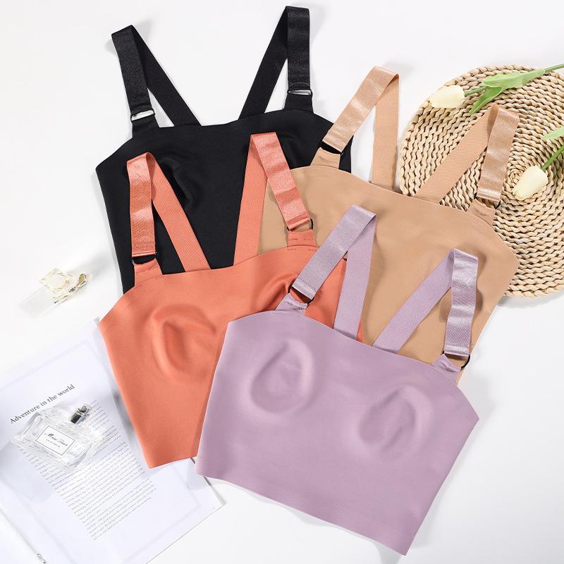 Cross-Border plus Size Traceless Ice Silk Thin Underwear for Women Push up Breast Holding Anti-SAG Bra Girls' Sports Bra